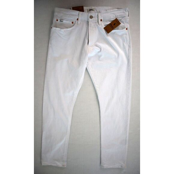 Polo Ralph Lauren Men's Sz 38x32 White Varick Slim Straight Denim Jeans - Picture 1 of 10